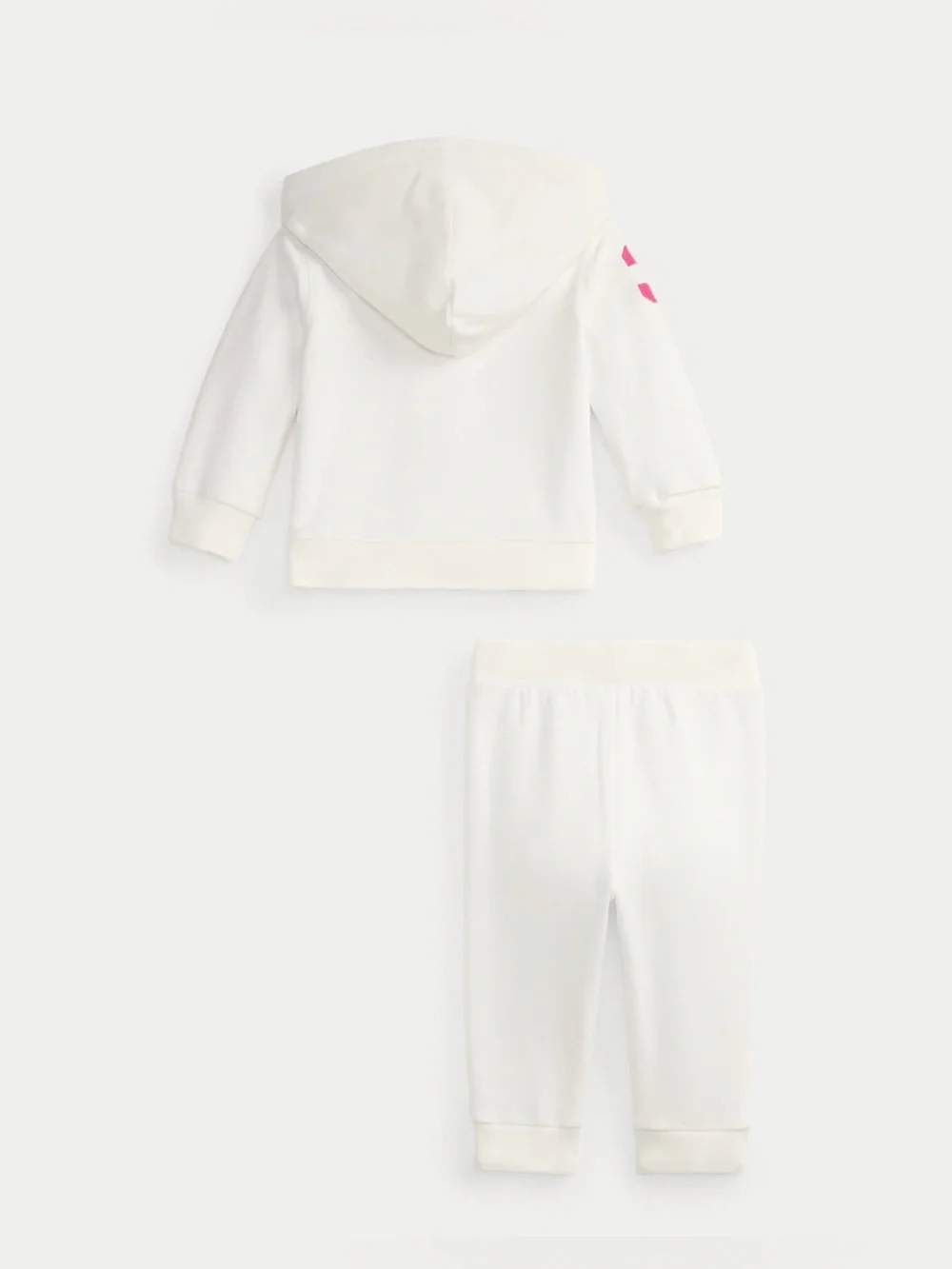 Ralph Lauren Baby White Hoodie & Jogger Set with Hot Pink Logo Accents 6 Months